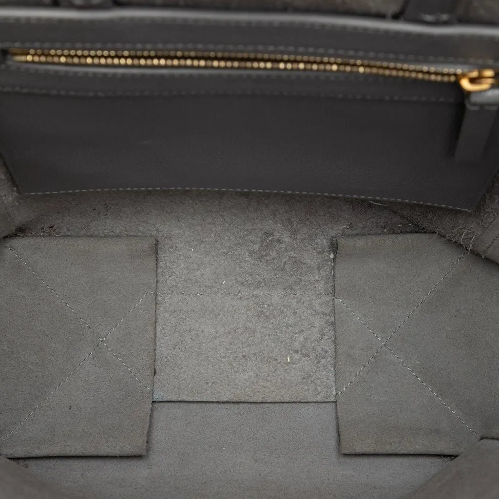 Celine Small Grained Calfskin Vertical Cabas Tote Grey Leather Very good - Model View