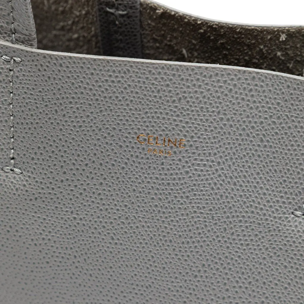 Celine Small Grained Calfskin Vertical Cabas Tote Grey Leather Very good - Box View