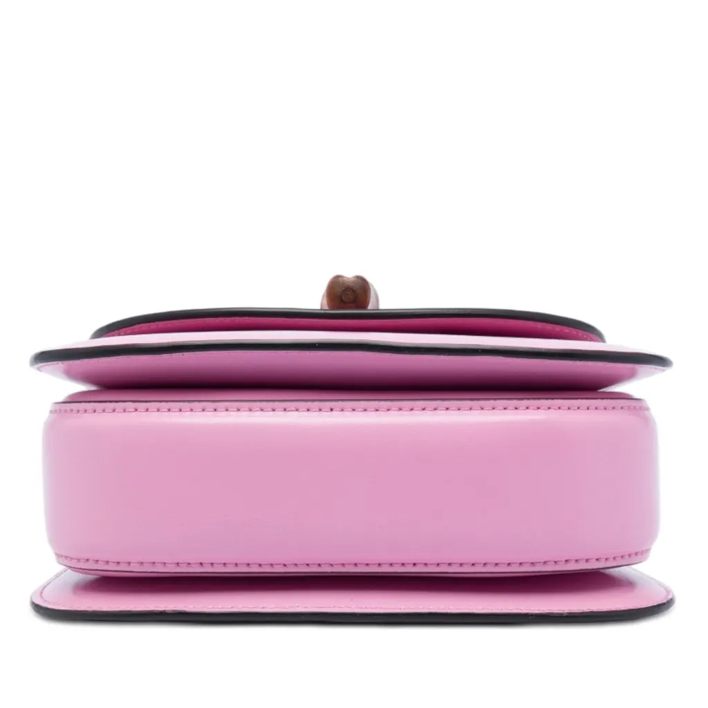 Gucci Mini Calfskin Web 1947 Bamboo Top Handle Bag Pink Leather Very good - Inside View