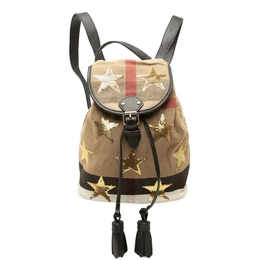 Burberry Mega check Canvas Star Sequin Backpack
