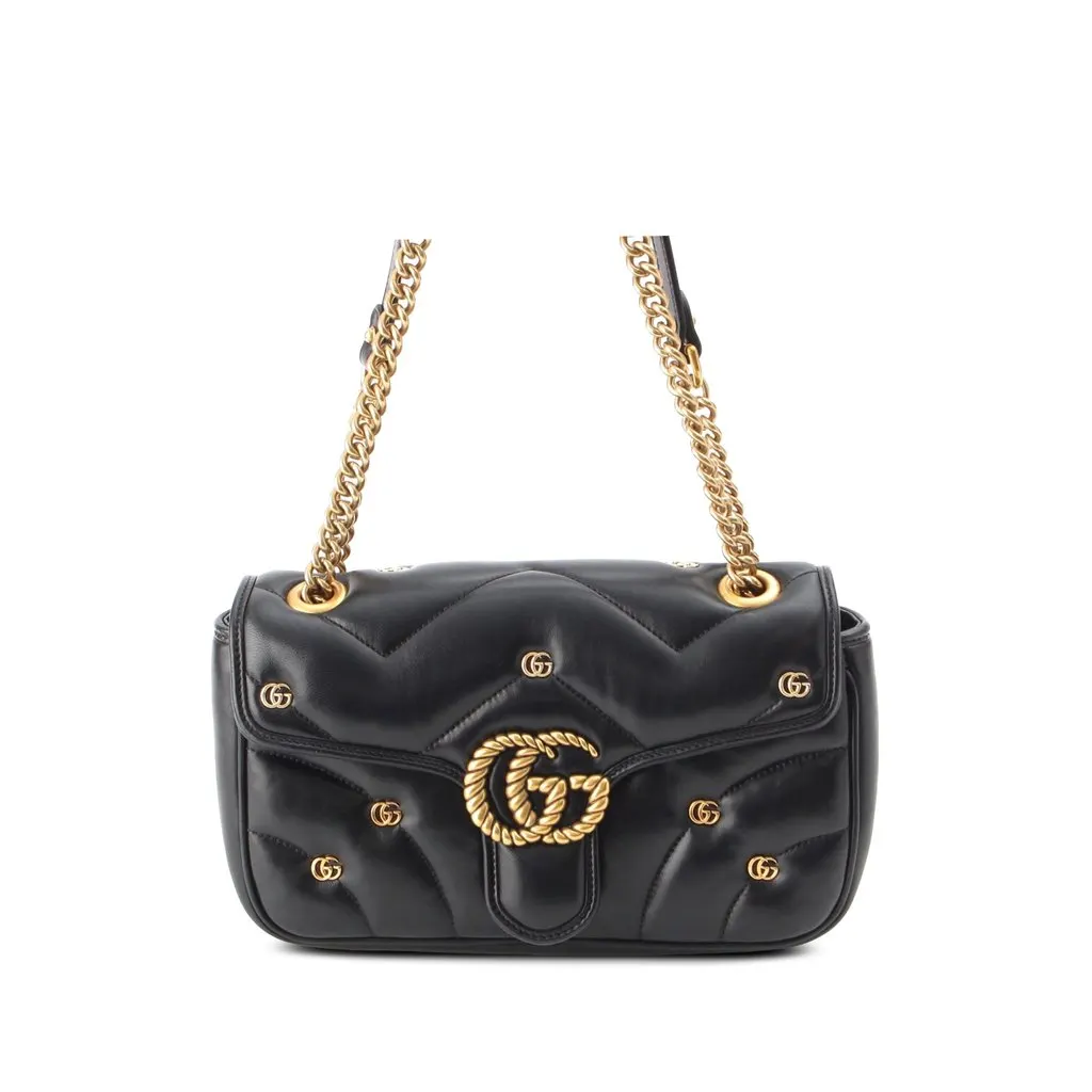 Gucci Medium GG Marmont GG Studded Matelasse Leather Shoulder Bag