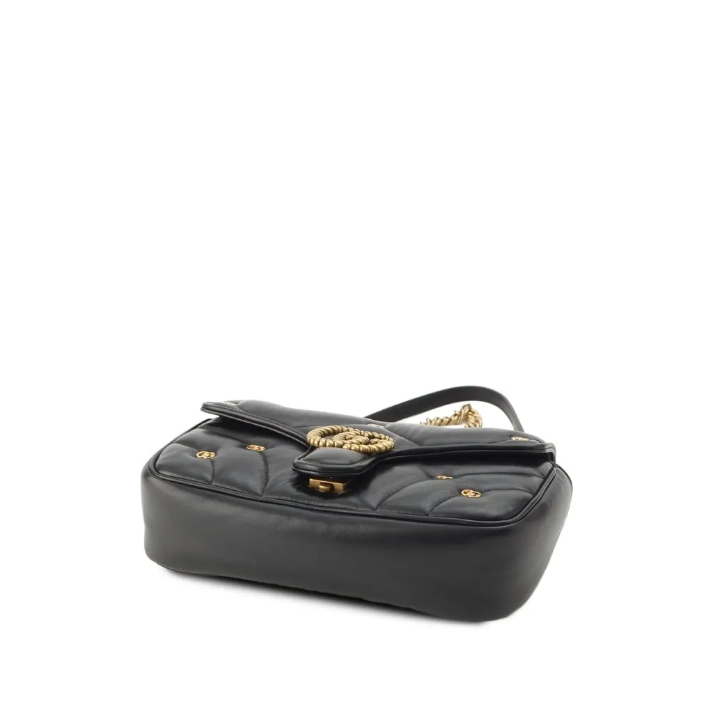Gucci Medium GG Marmont GG Studded Matelasse Leather Shoulder Bag Black Leather Very good - Inside View