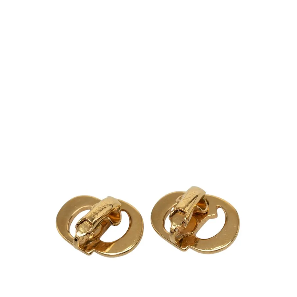 Dior Gold Plated CD Logo Clip On Earrings Gold Metal Very good - Back View