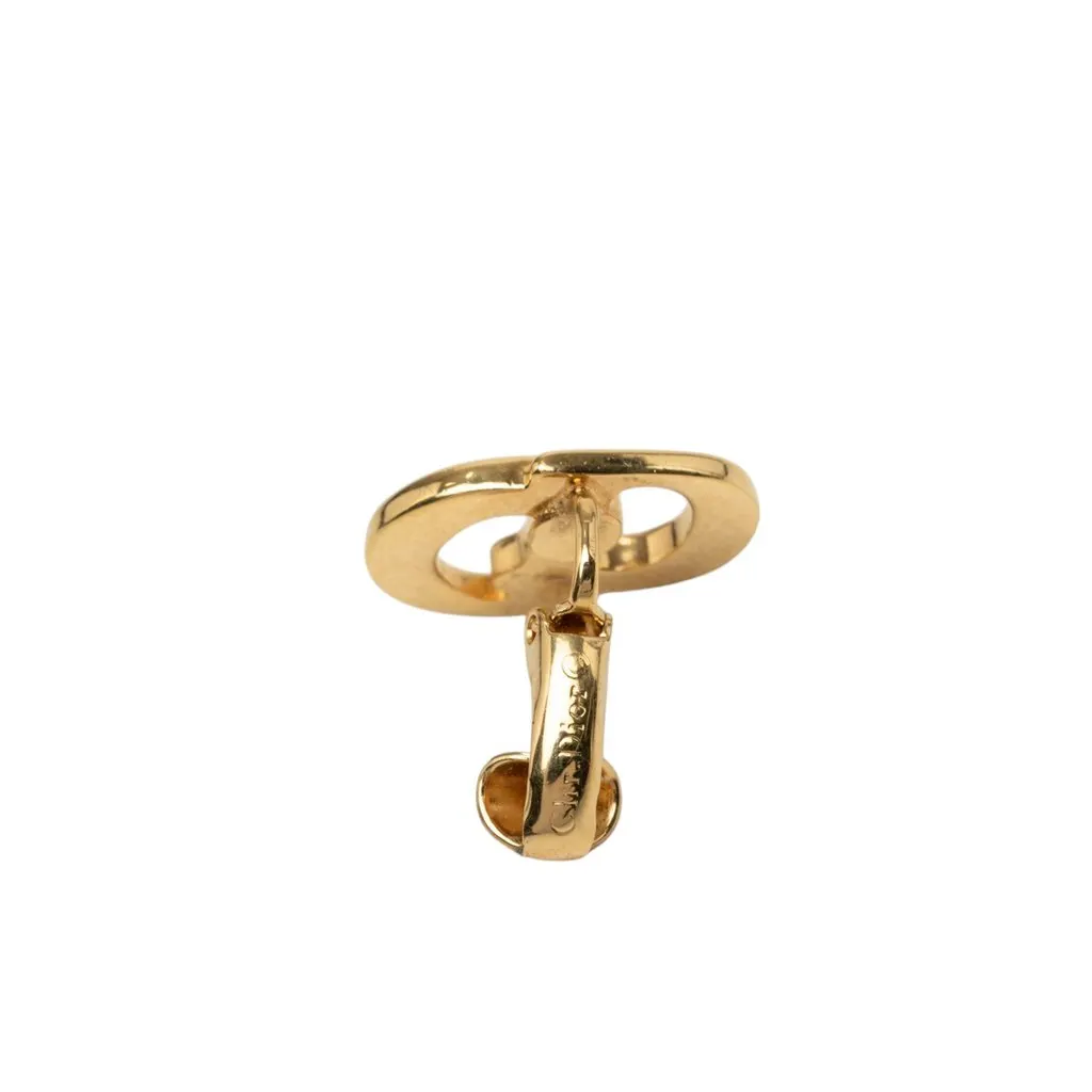 Dior Gold Plated CD Logo Clip On Earrings Gold Metal Very good - Inside View