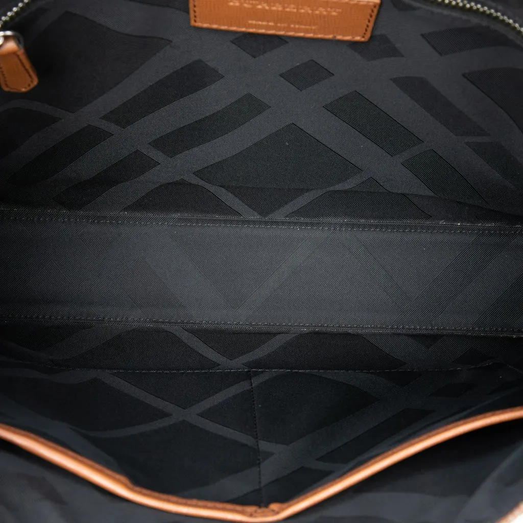 Burberry Bicolor Leather Barrow Business Bag Brown Leather Very good - Model View