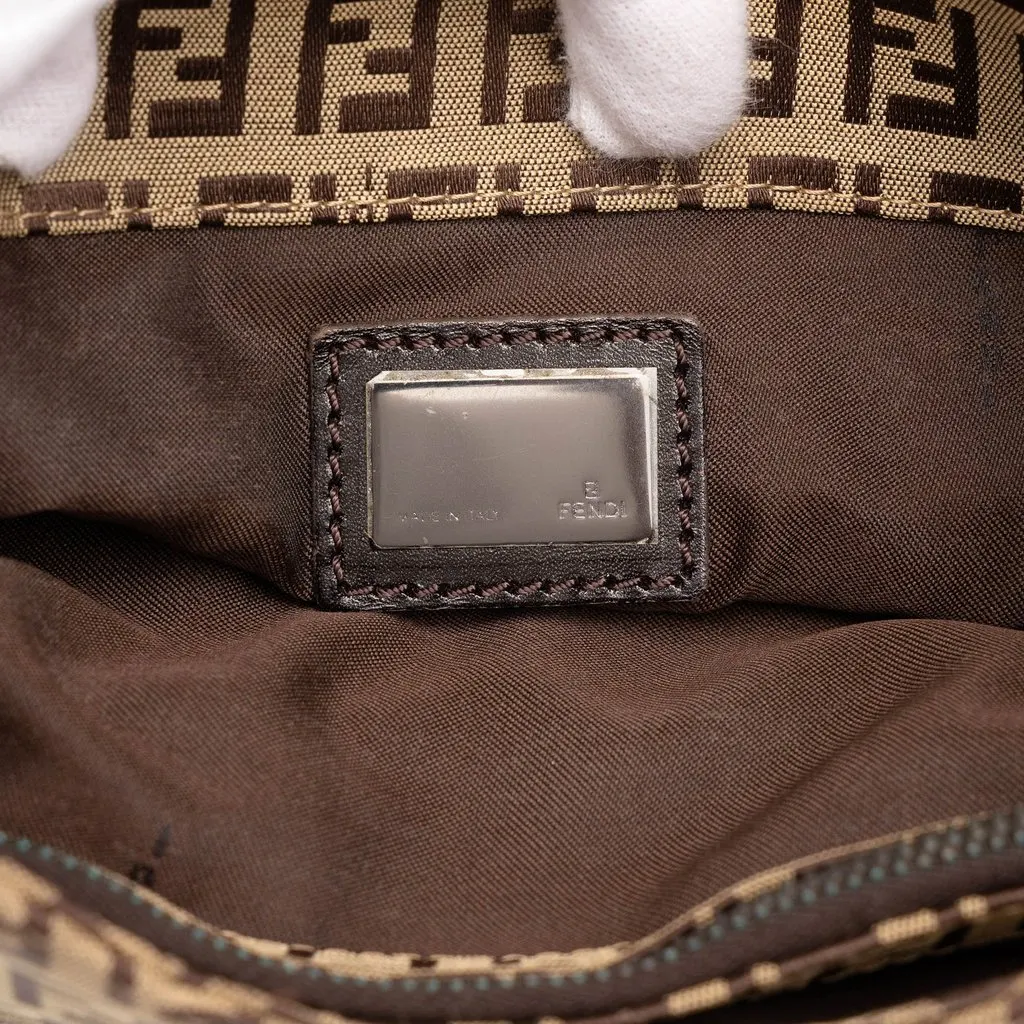 Fendi Zucchino Canvas Shoulder Bag Brown Canvas Good - Box View