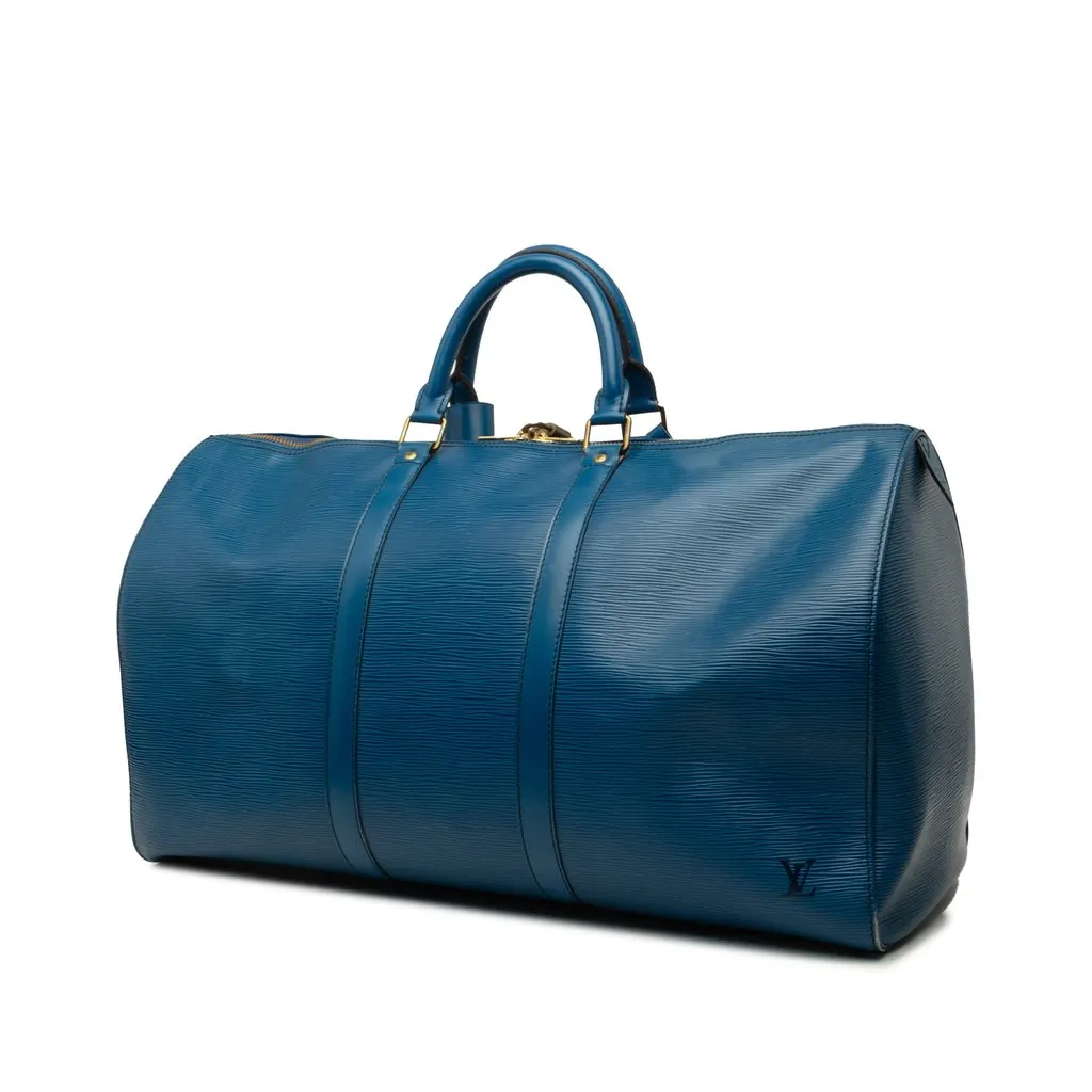 Louis Vuitton Epi Keepall 50 Blue Leather Good - Back View