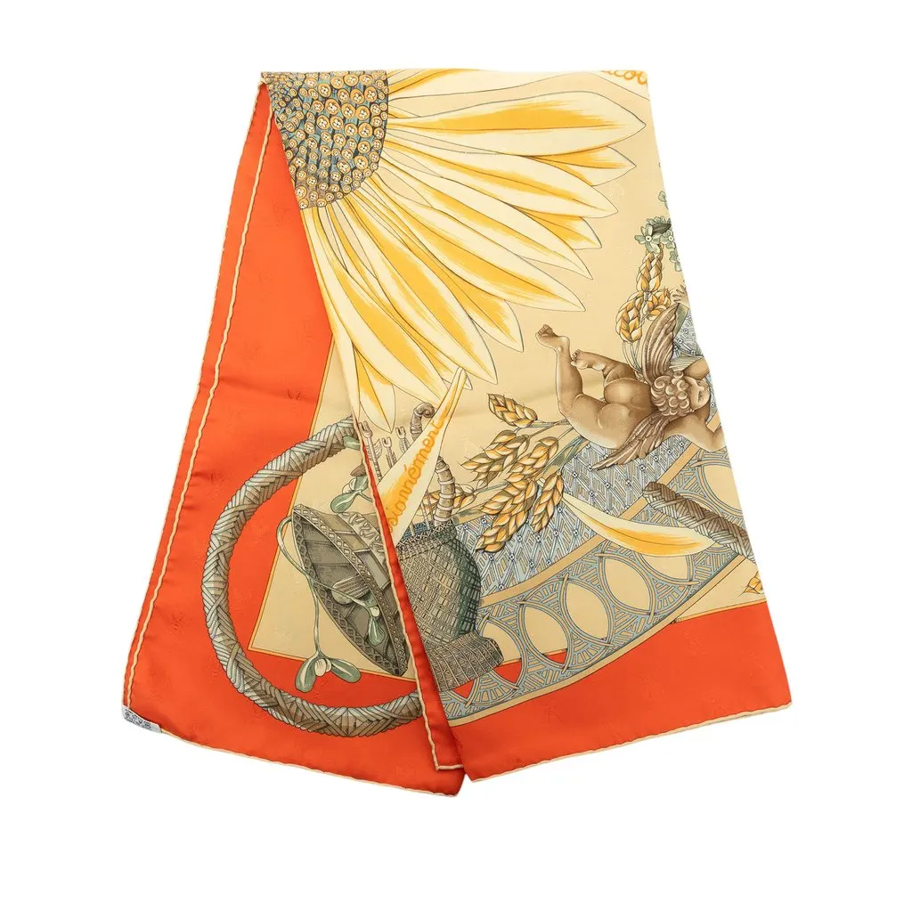 Hermès Amours Silk Scarf Yellow Silk Very good - Front View