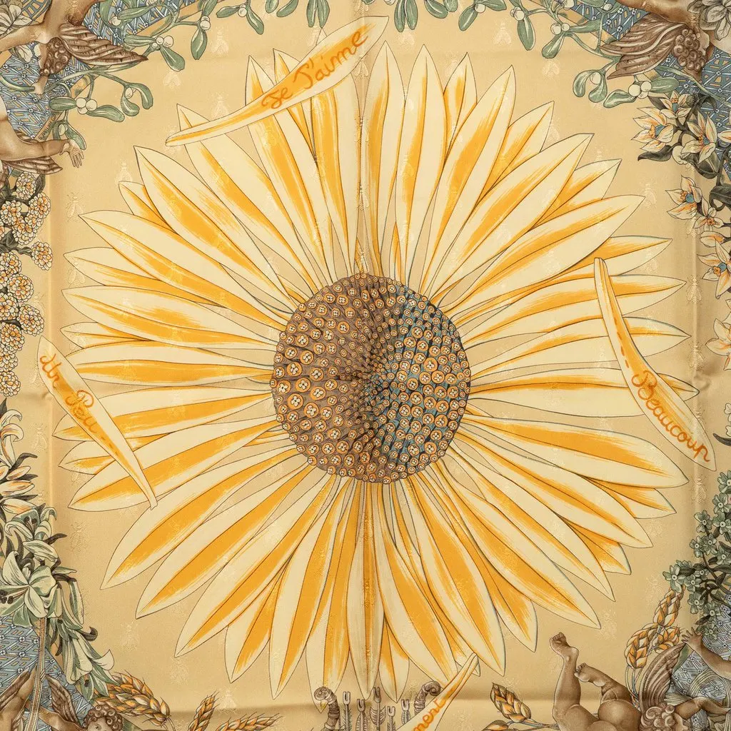 Hermès Amours Silk Scarf Yellow Silk Very good - Back View