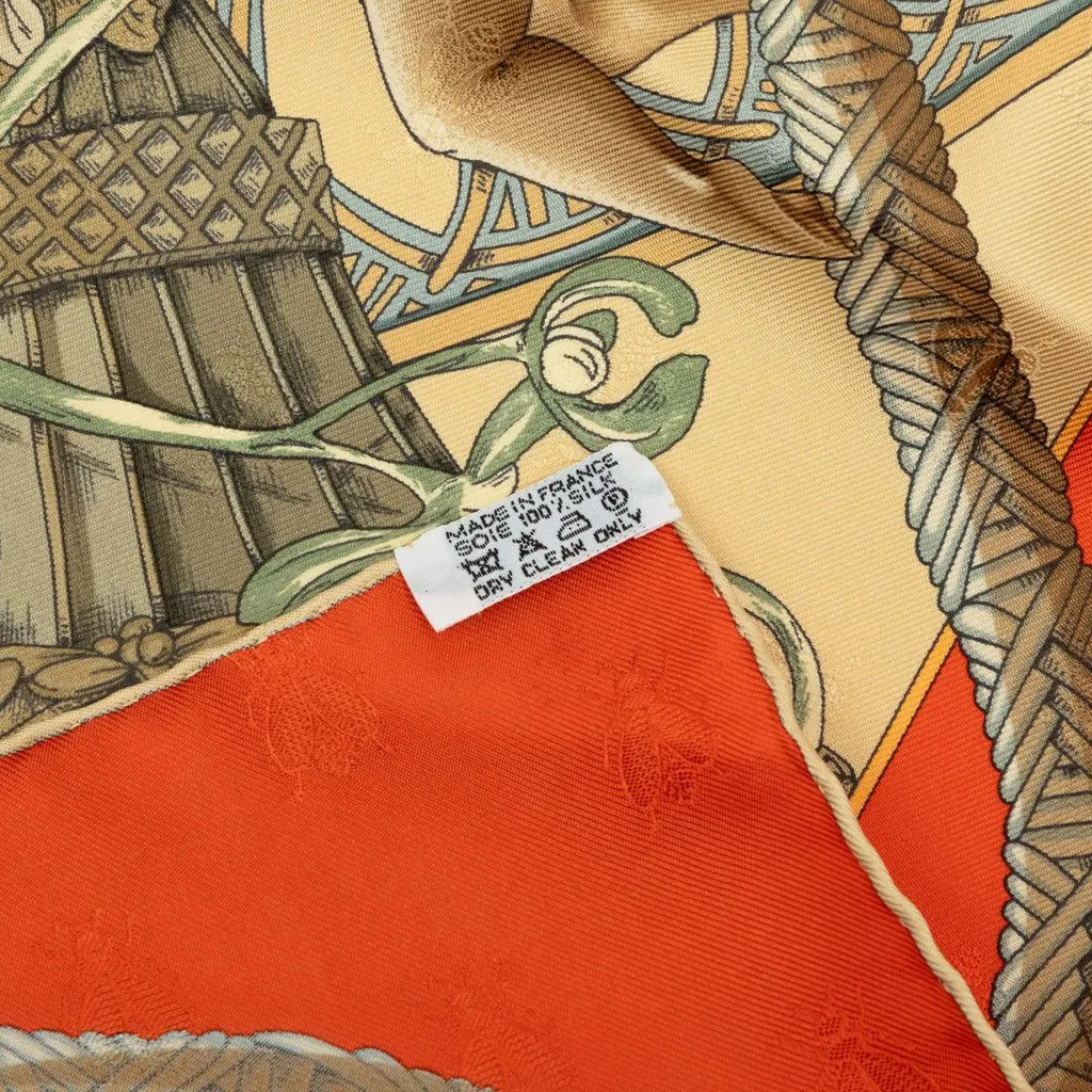 Hermès Amours Silk Scarf Yellow Silk Very good - Model View