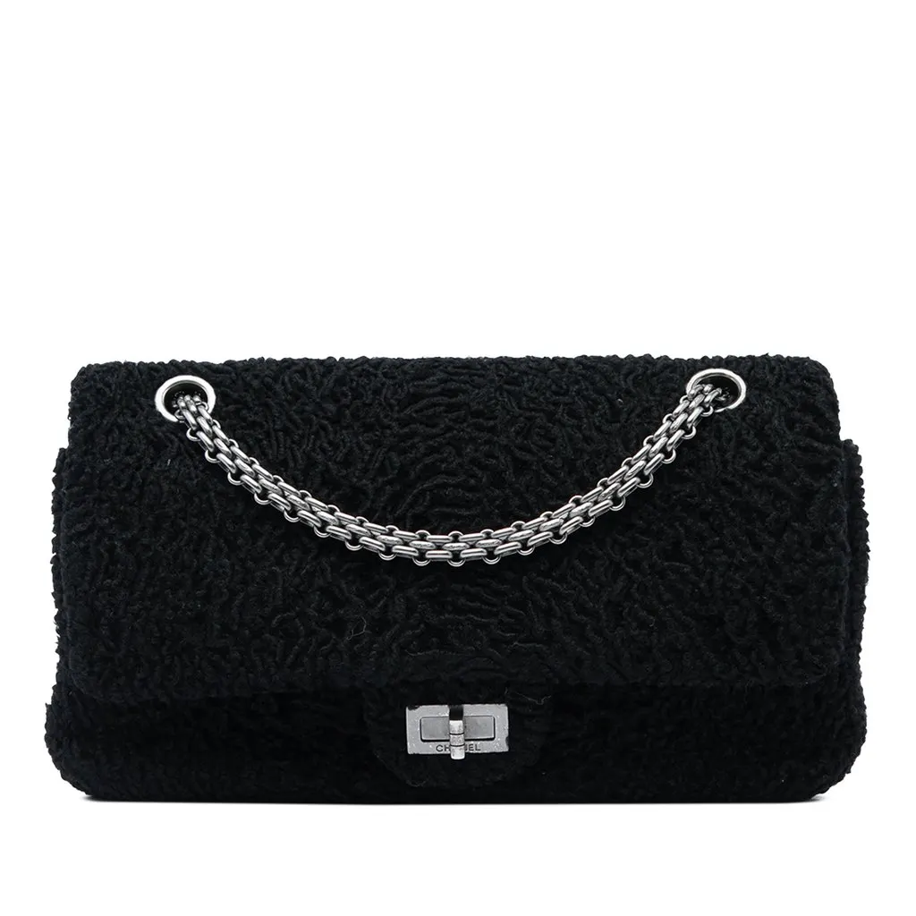 Chanel Boucle Wool Reissue 2.55 Double Flap 225 Black Very good - Front View