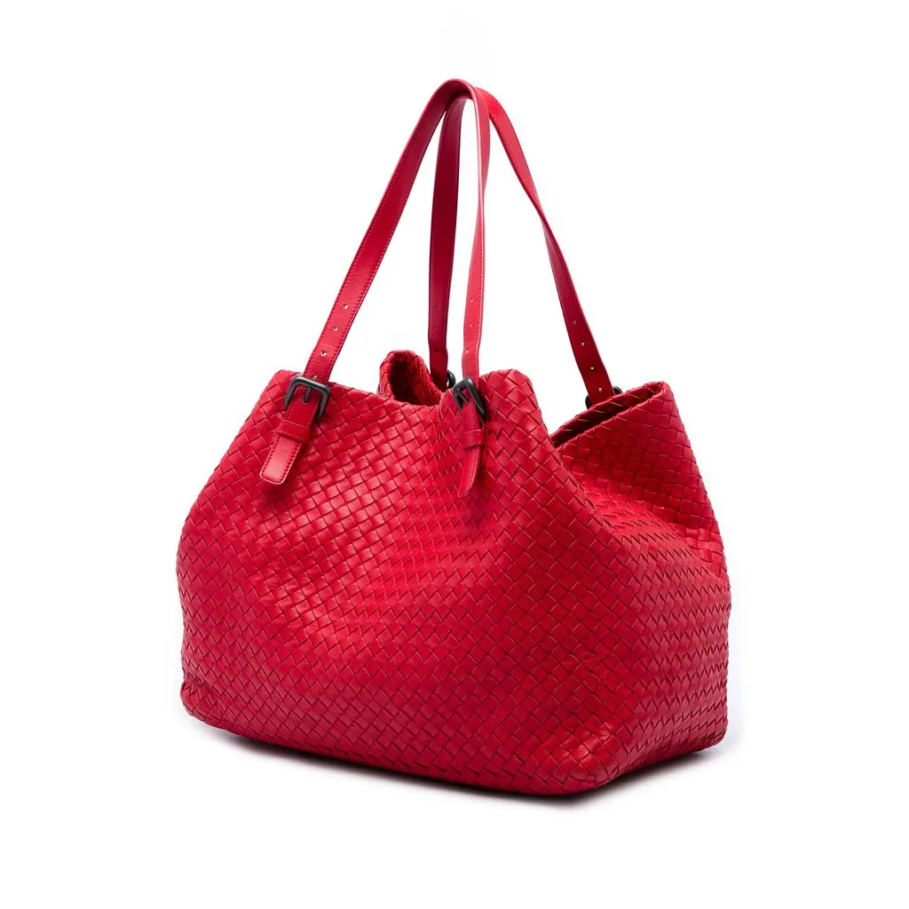 Bottega Veneta Large Nappa Intrecciato Cesta Tote Red Leather Good - Back View