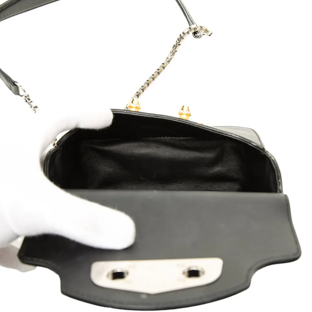 Balenciaga Mini Smooth Calfskin Neo Classic Chain Crossbody Black Leather Good - Model View