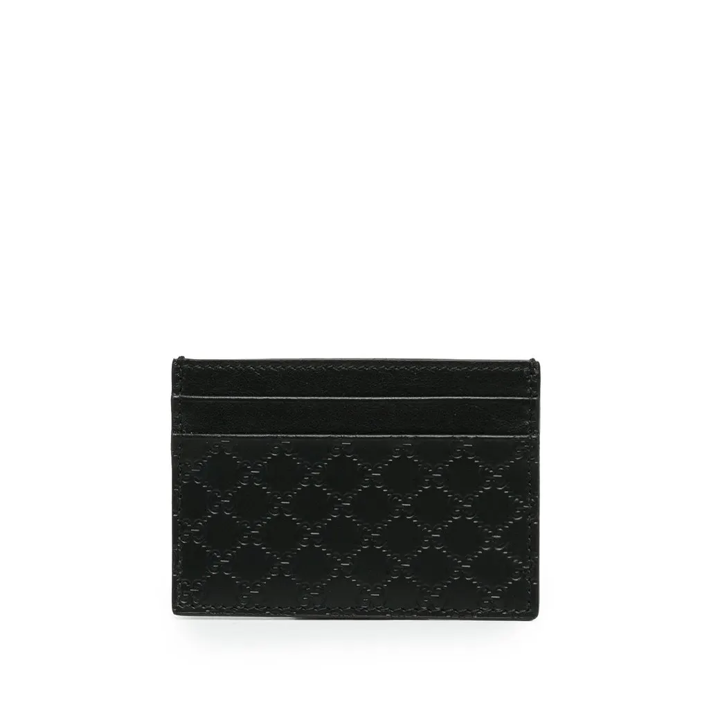 Gucci Microguccissima Card Holder Black Leather Very good - Front View