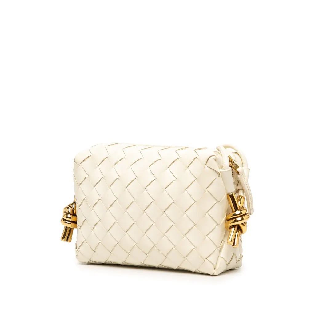 Bottega Veneta Mini Nappa Intrecciato Loop Camera Bag White Leather Very good - Back View