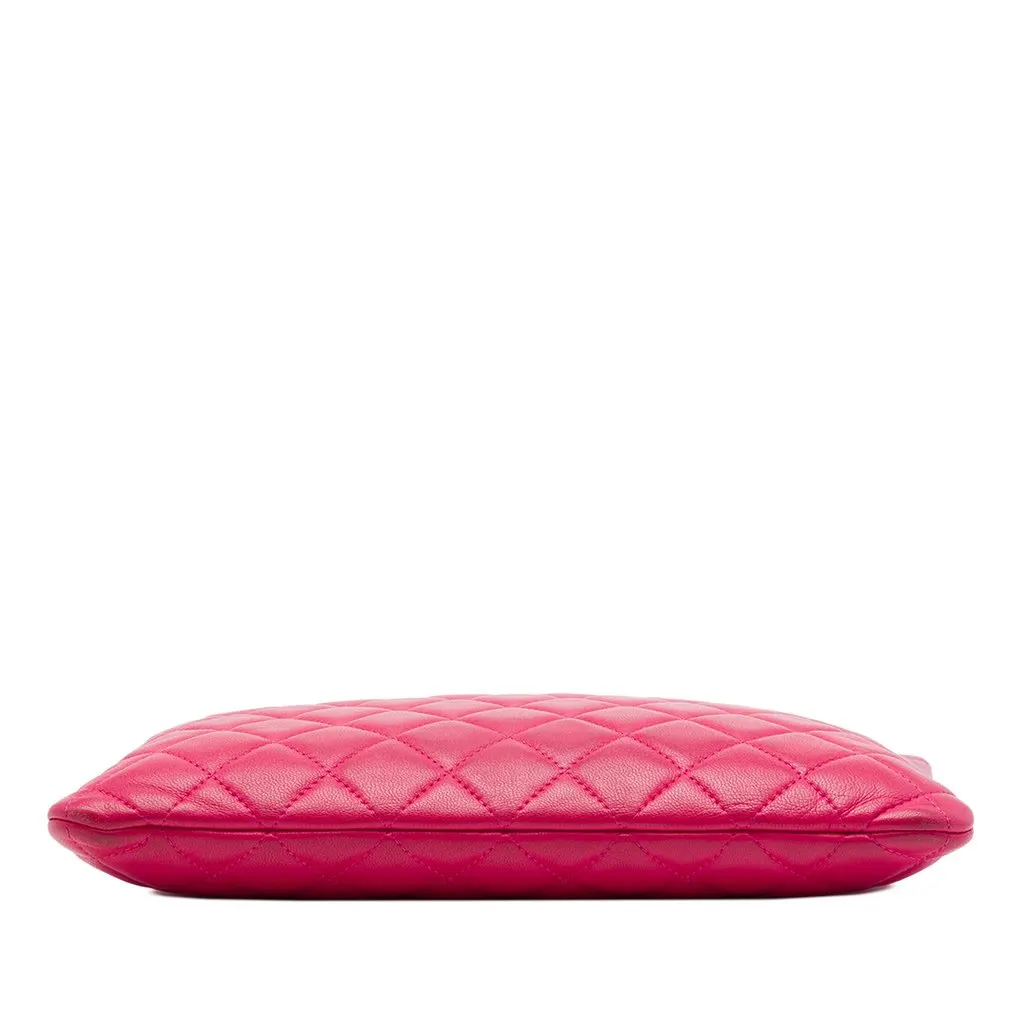 Chanel Medium Quilted Lambskin O Case Clutch Pink Leather Very good - Inside View