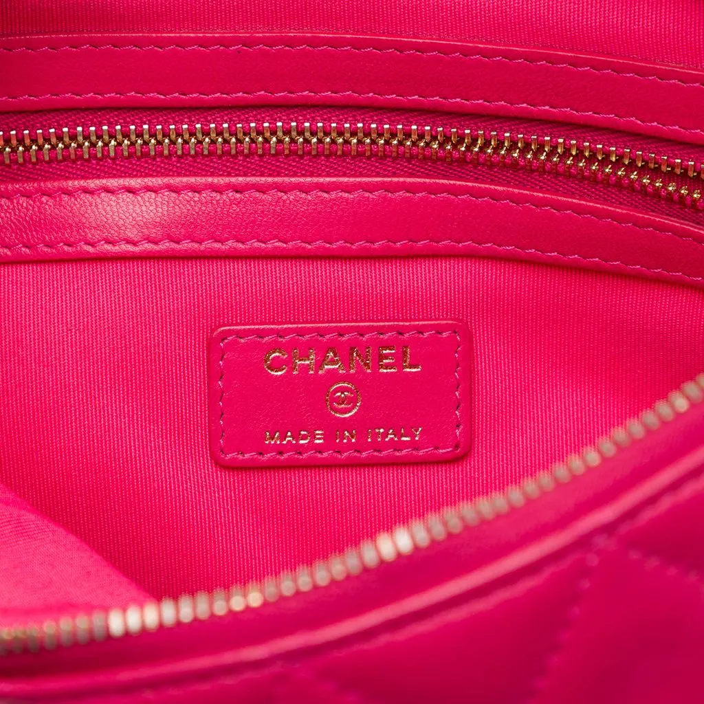 Chanel Medium Quilted Lambskin O Case Clutch Pink Leather Very good - Box View