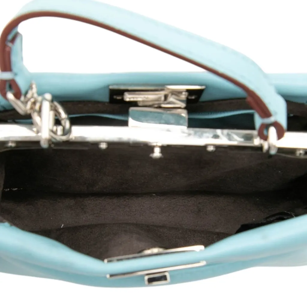 Fendi Micro Bicolor Nappa Waves Peekaboo Iconic Satchel Blue Leather Very good - Model View