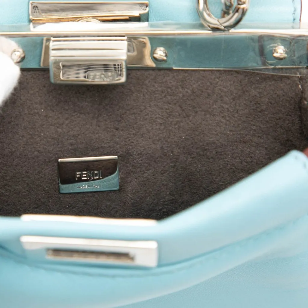 Fendi Micro Bicolor Nappa Waves Peekaboo Iconic Satchel Blue Leather Very good - Box View