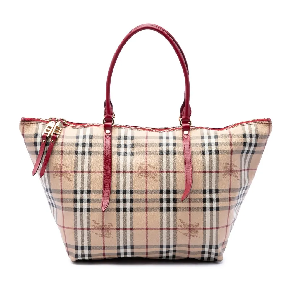 Burberry Medium Haymarket Check Coated Canvas Salisbury Tote Beige Canvas Very good - Front View