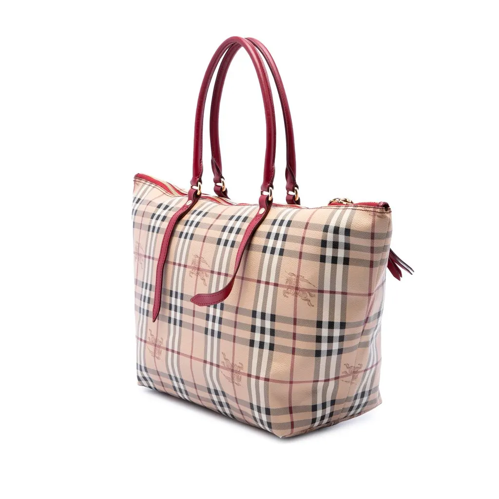 Burberry Medium Haymarket Check Coated Canvas Salisbury Tote Beige Canvas Very good - Back View