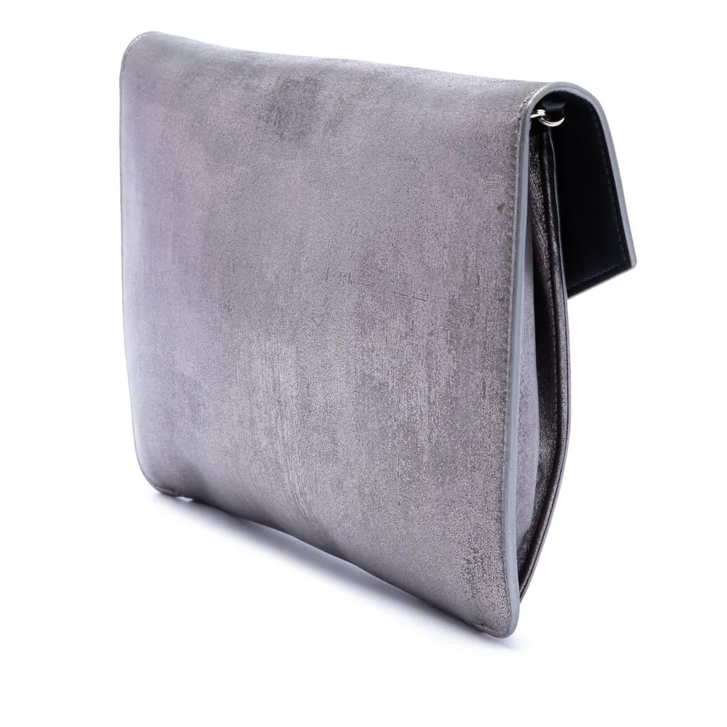 Dior Metallic Leather Shadow Soft Pouch on Chain Silver Leather Very good - Back View