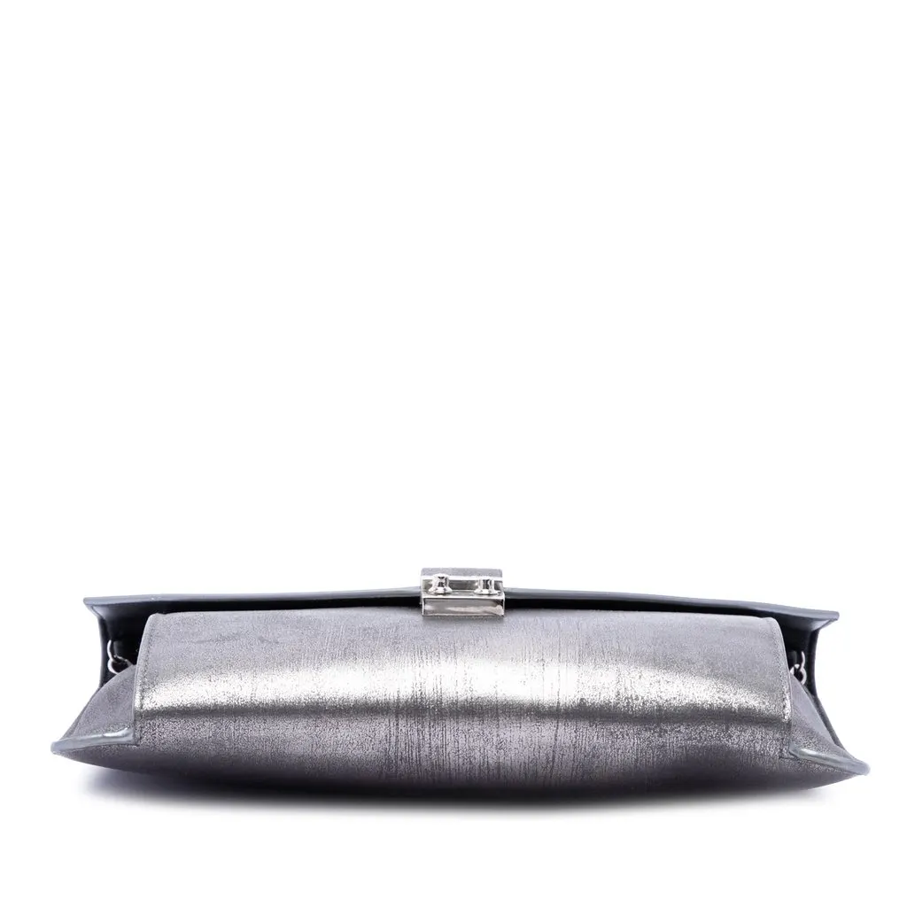 Dior Metallic Leather Shadow Soft Pouch on Chain Silver Leather Very good - Inside View