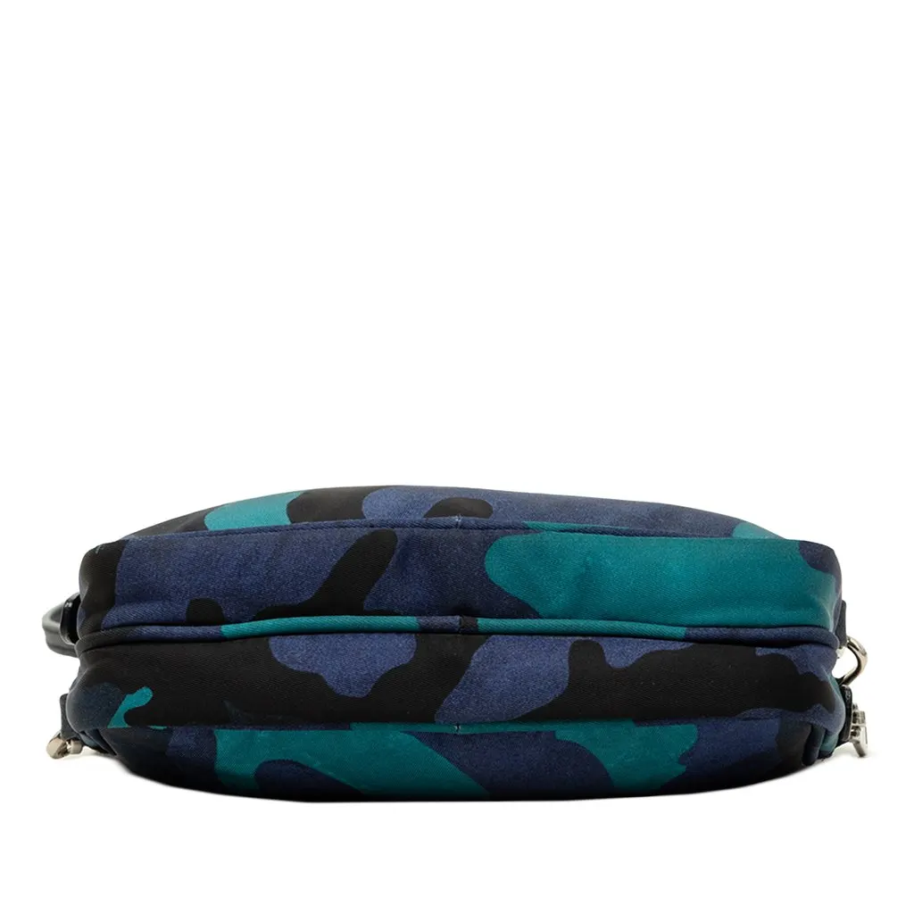 Prada Mini Tessuto Camouflage Double Zip Camera Bag Blue Polyamide Good - Inside View