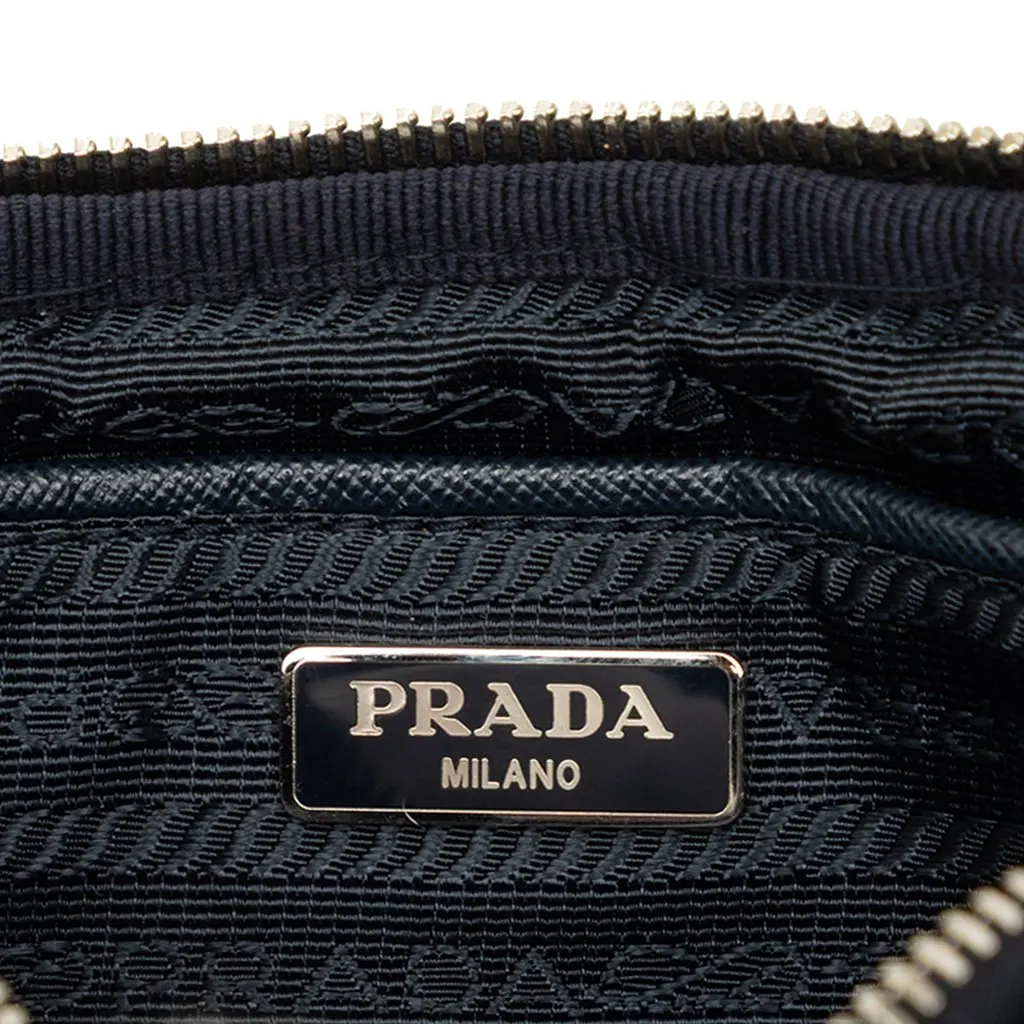 Prada Mini Tessuto Camouflage Double Zip Camera Bag Blue Polyamide Good - Box View