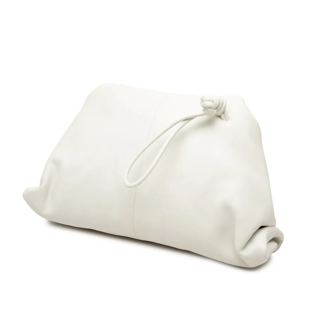 Bottega Veneta Leather BV Trine Angular Clutch White Leather Very good - Back View