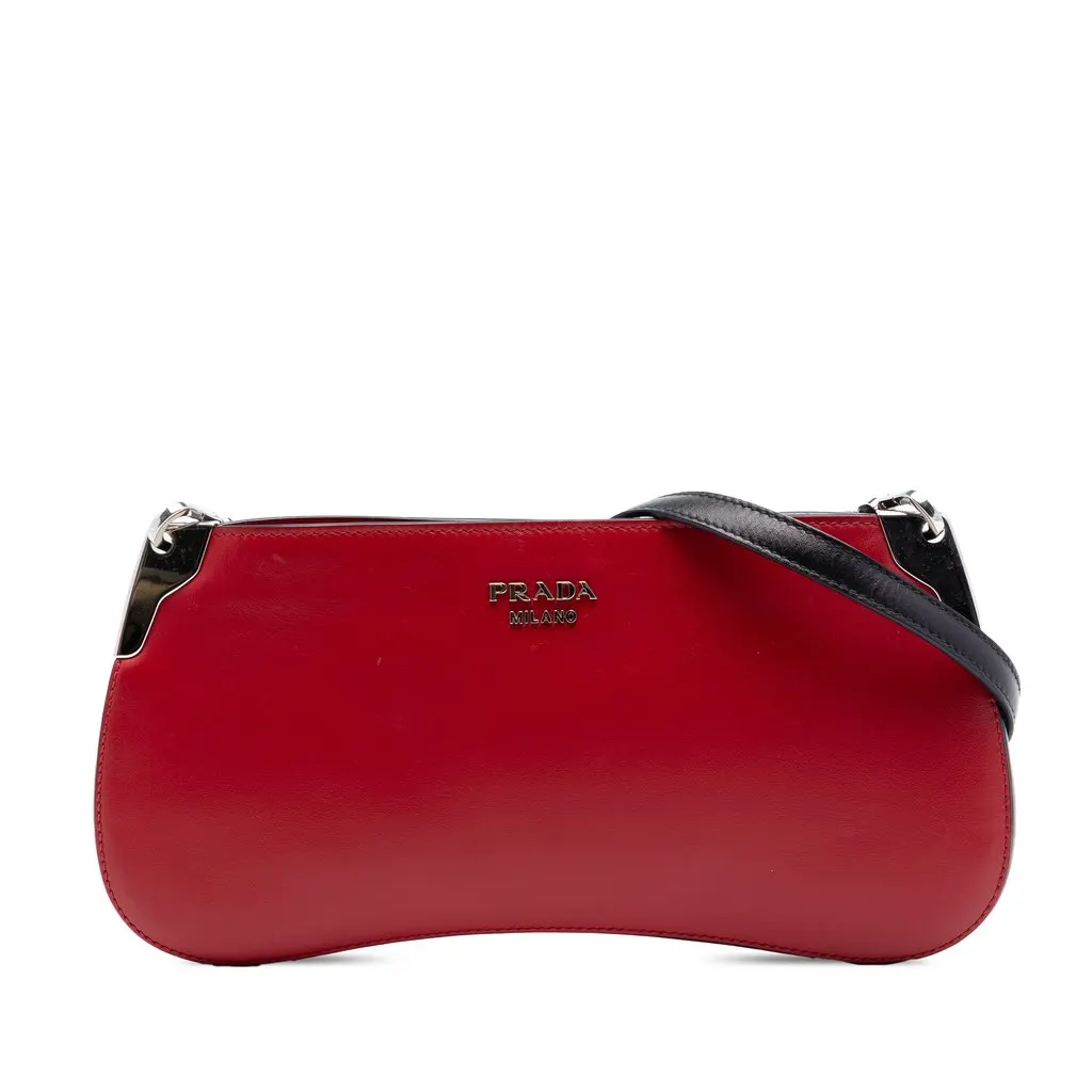 Prada City Calf Sidonie Crossbody Red Leather Very good - Front View