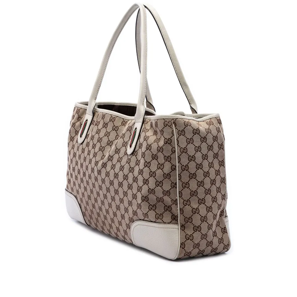 Gucci GG Canvas Web Princy Tote Beige Canvas Good - Back View