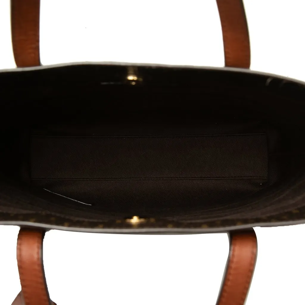 Saint Laurent Le Monogramme Coated Canvas and Leather Shopper Tote Brown Canvas Good - Model View