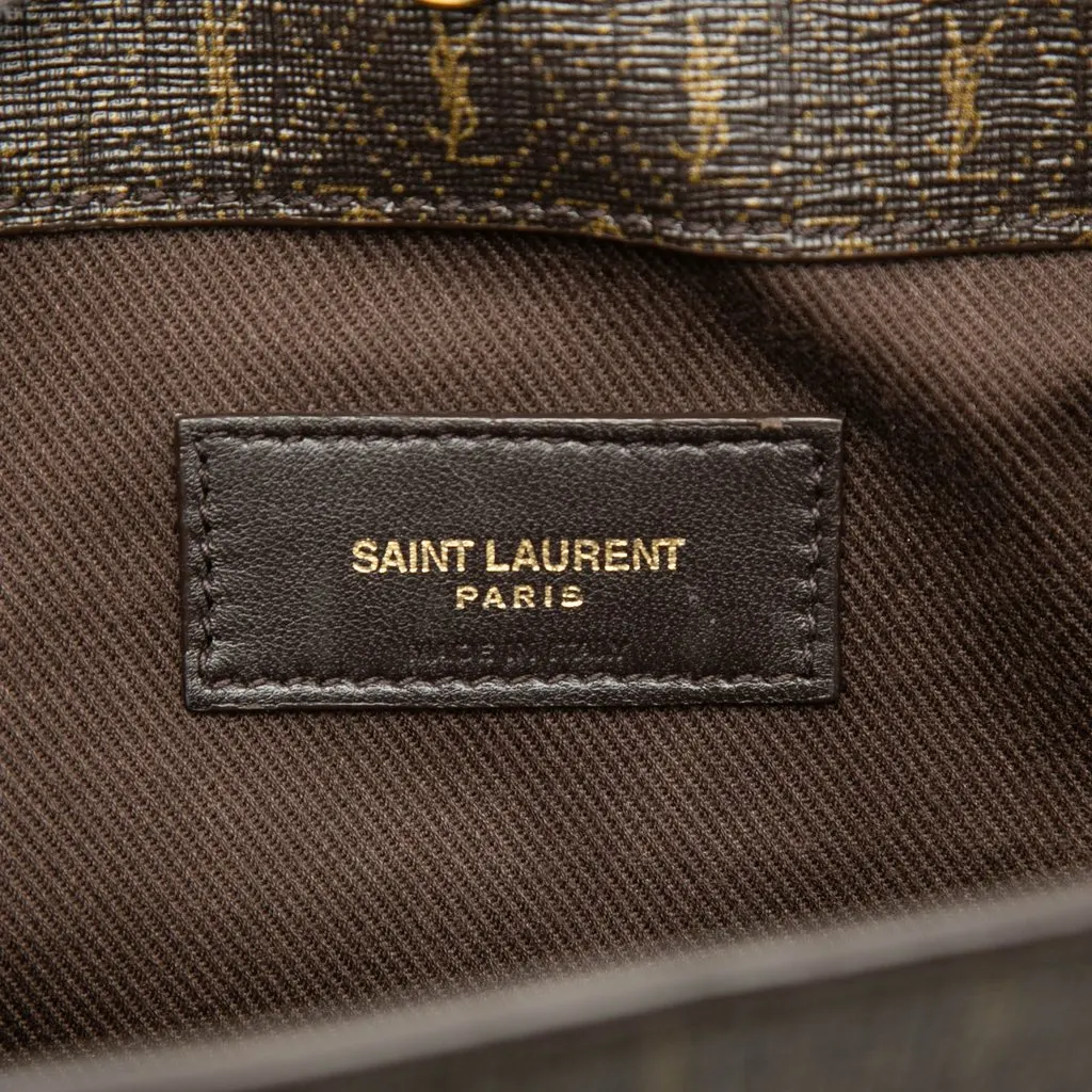 Saint Laurent Le Monogramme Coated Canvas and Leather Shopper Tote Brown Canvas Good - Box View