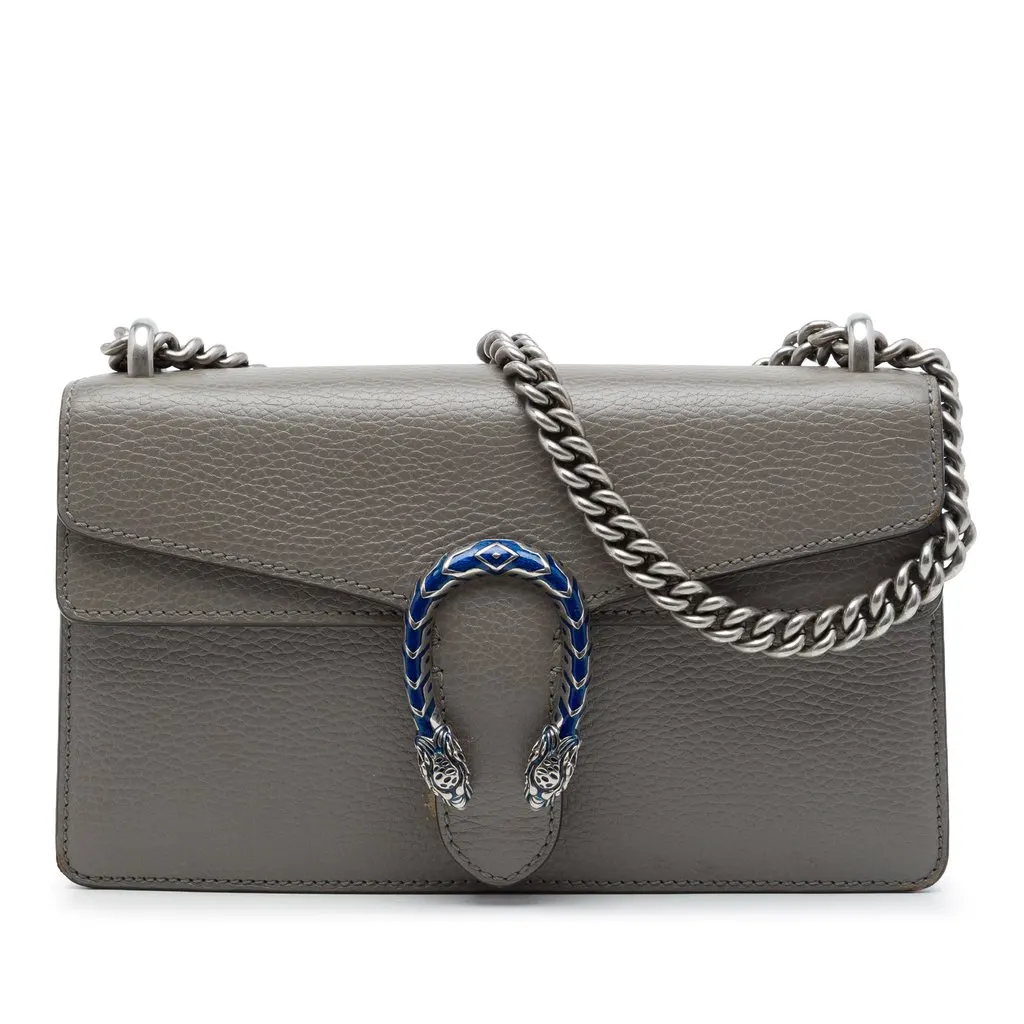 Gucci Medium Calfskin Dionysus Crossbody Grey Leather Good - Front View