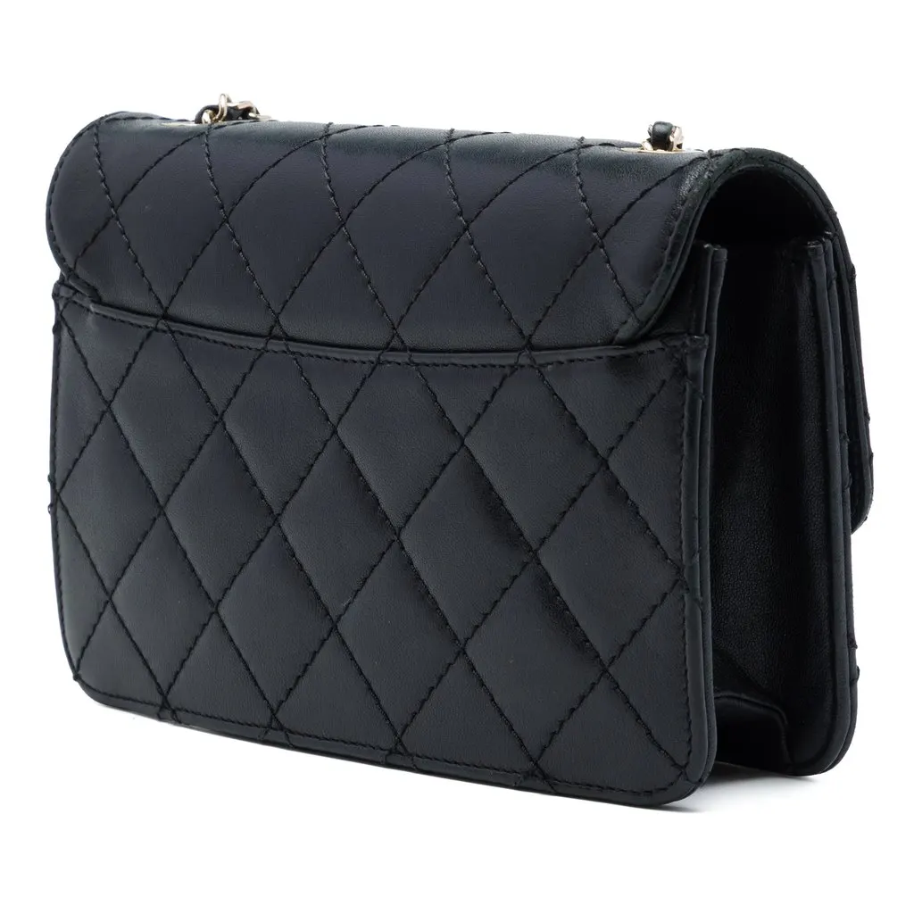 Chanel Mini Sheepskin Beauty Lock Flap Black Leather Good - Back View