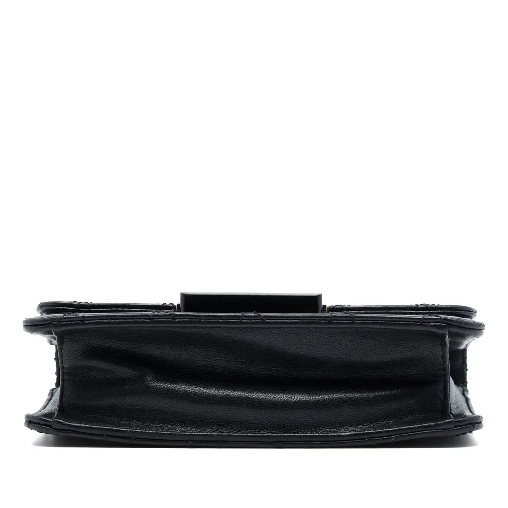 Chanel Mini Sheepskin Beauty Lock Flap Black Leather Good - Inside View