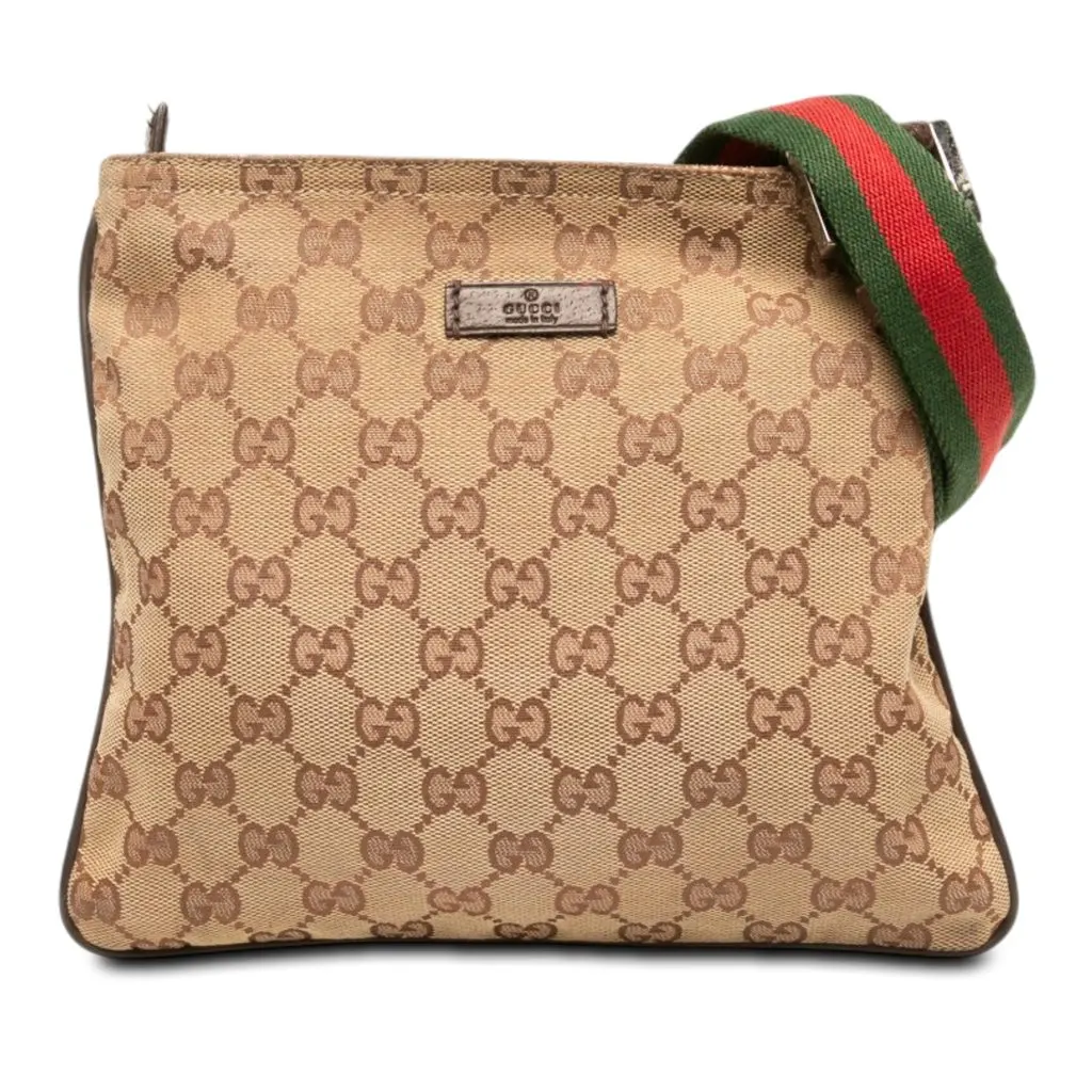 Gucci GG Canvas Web Crossbody Beige Canvas Very good - Front View