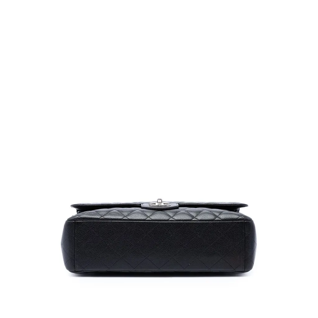 Chanel Maxi Classic Caviar Double Flap Black Leather Good - Inside View