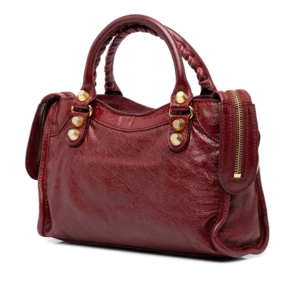 Balenciaga Mini Lambskin Motocross Giant 21 City Satchel Red Leather Very good - Back View