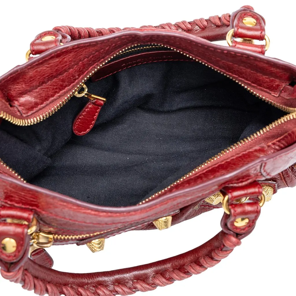 Balenciaga Mini Lambskin Motocross Giant 21 City Satchel Red Leather Very good - Model View