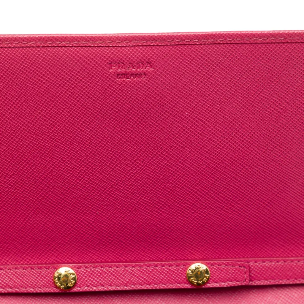Prada Saffiano Wallet on Chain Pink Leather Very good - Box View