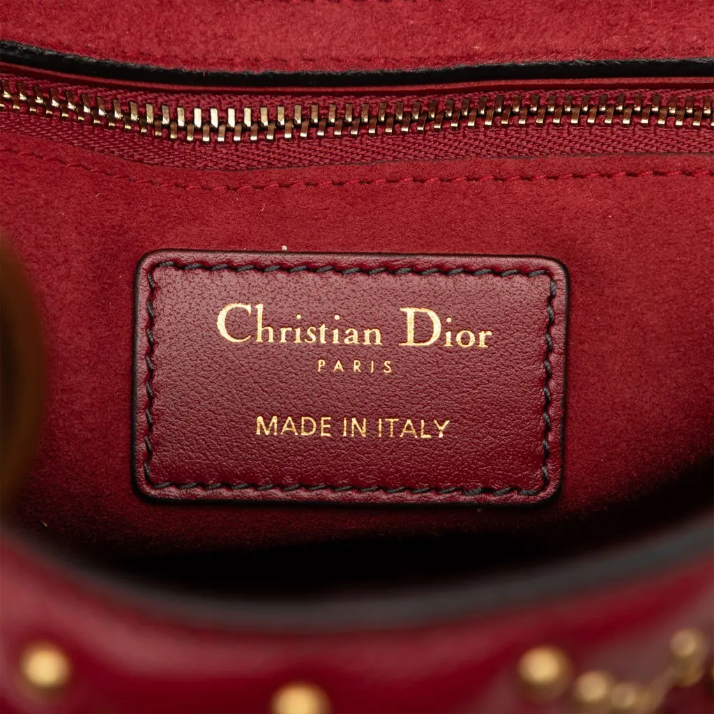 Dior Medium Lambskin Cannage Studded Supple Lady Dior Red Leather Very good - Box View