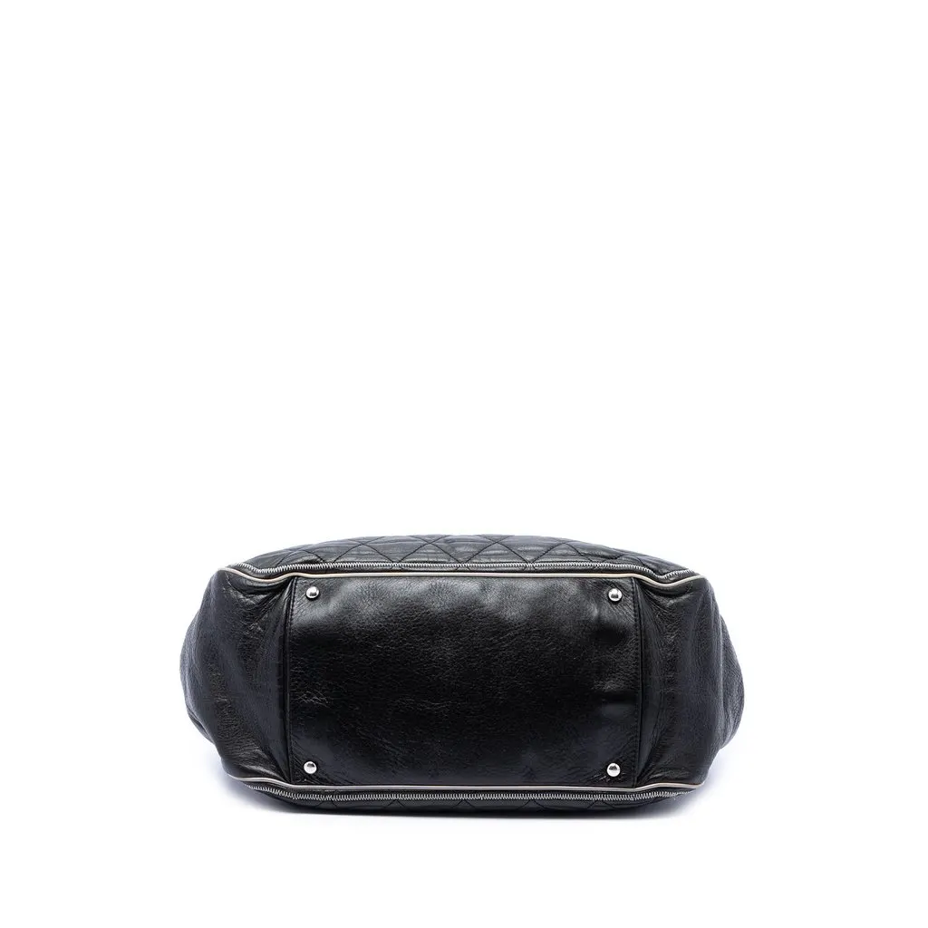 Chanel Quilted Lambskin East West Mademoiselle Accordion Flap Black Leather Very good - Inside View