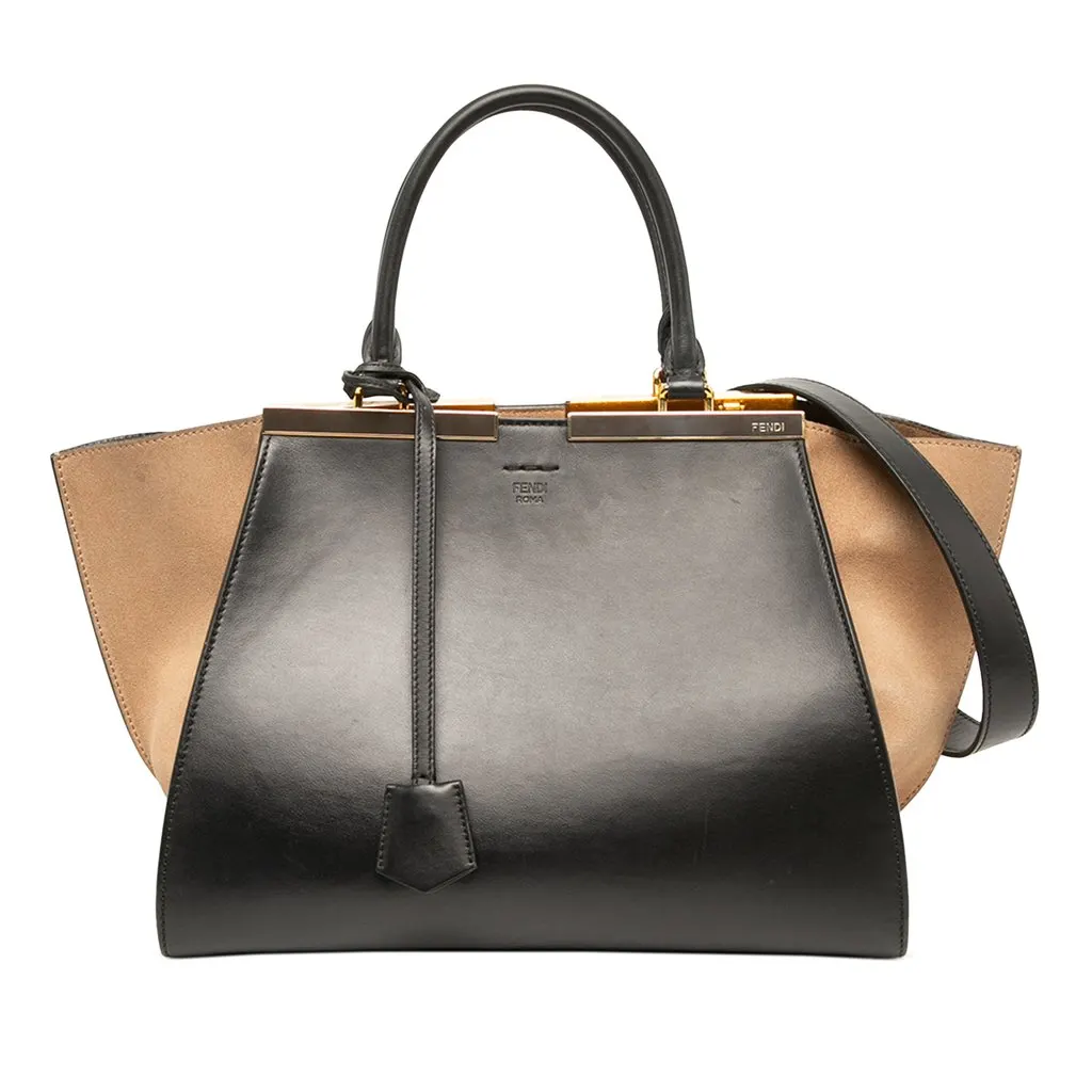 Fendi Medium Bicolor Calfskin and Suede 3Jours Satchel Black Leather Very good - Front View