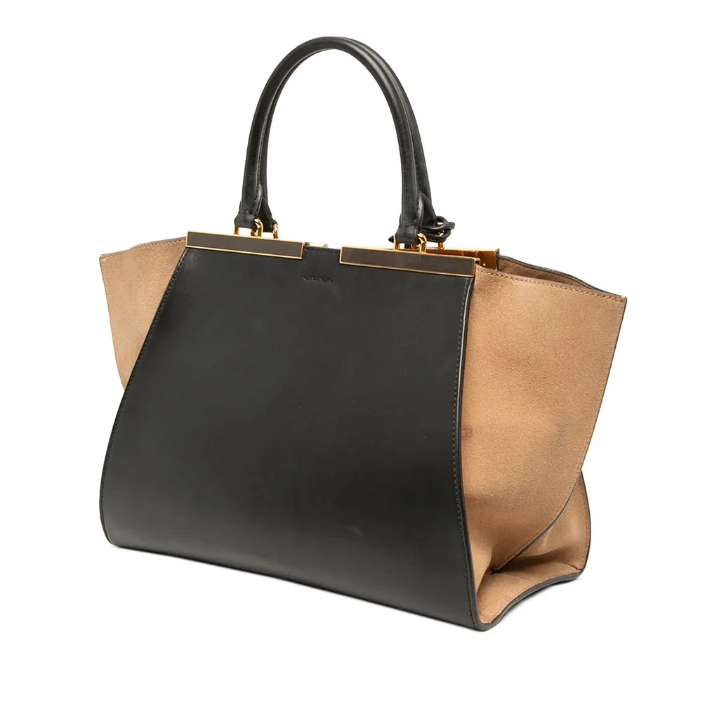 Fendi Medium Bicolor Calfskin and Suede 3Jours Satchel Black Leather Very good - Back View