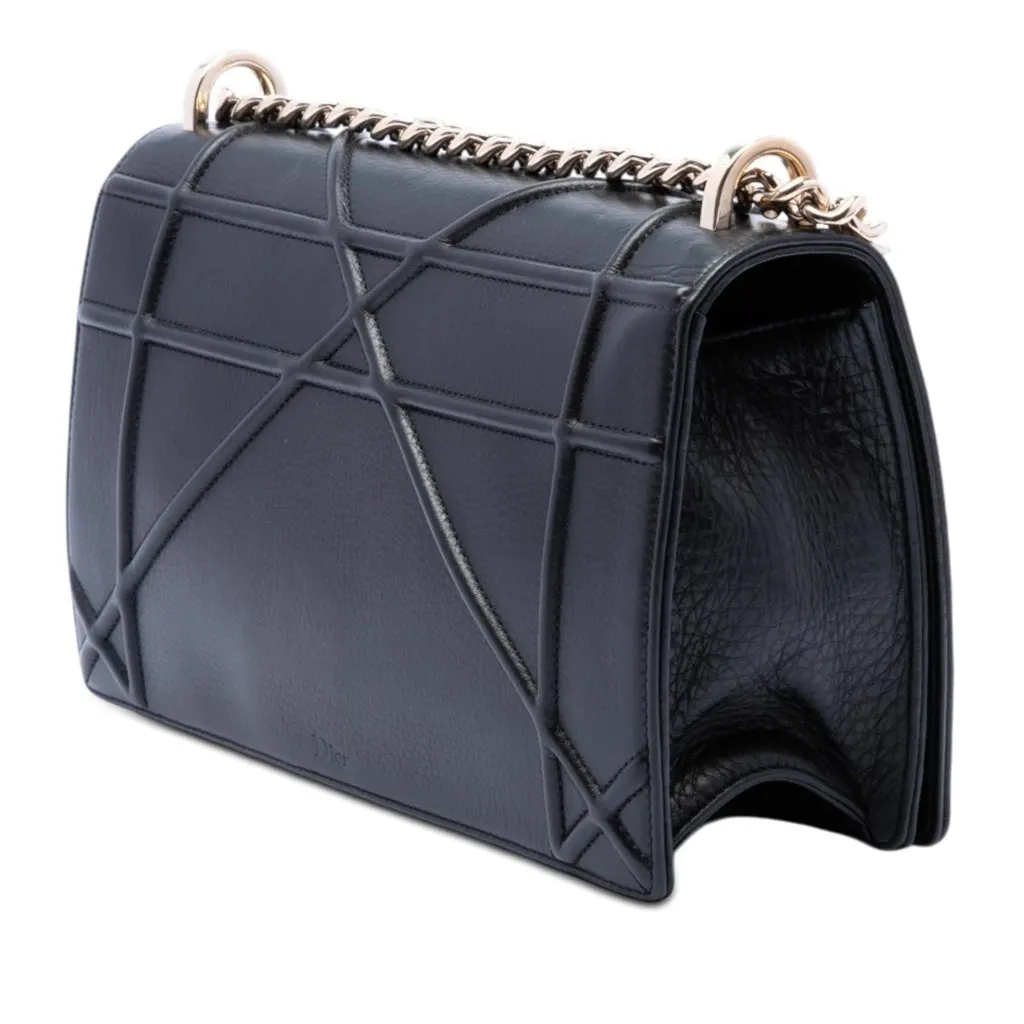 Dior Medium Calfskin Diorama Flap Black Leather Very good - Back View