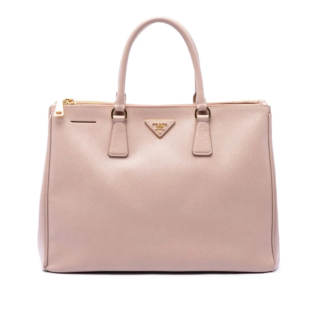 Prada Large Saffiano Lux Galleria Double Zip Satchel Brown Leather Very good - Front View