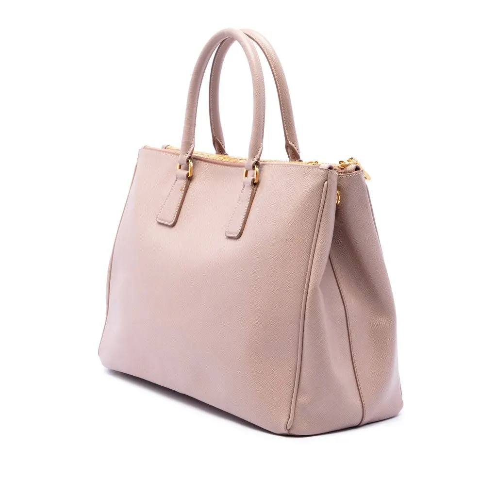 Prada Large Saffiano Lux Galleria Double Zip Satchel Brown Leather Very good - Back View