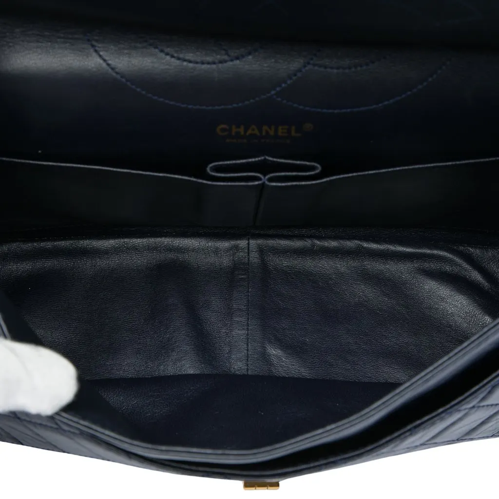 Chanel Quilted Aged Calfskin Reissue 2.55 Double Flap 227 Blue Leather Very good - Model View